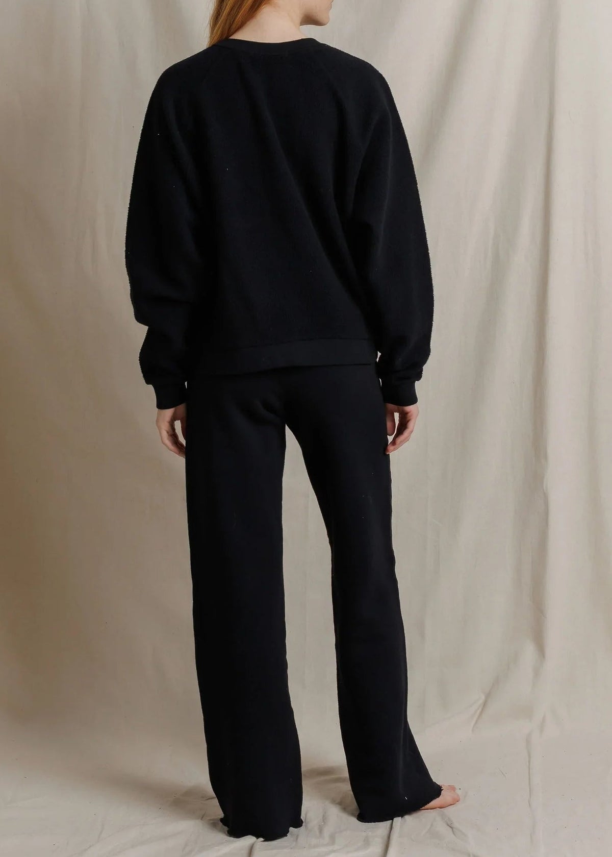 Perfect White Tee Ziggy Reverse Fleece Oversized Crew Neck Sweatshirt | True Black