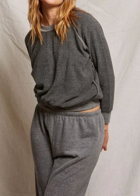Perfect White Tee Ziggy Reverse Fleece Crew Neck Sweatshirt | Dark Heather Grey