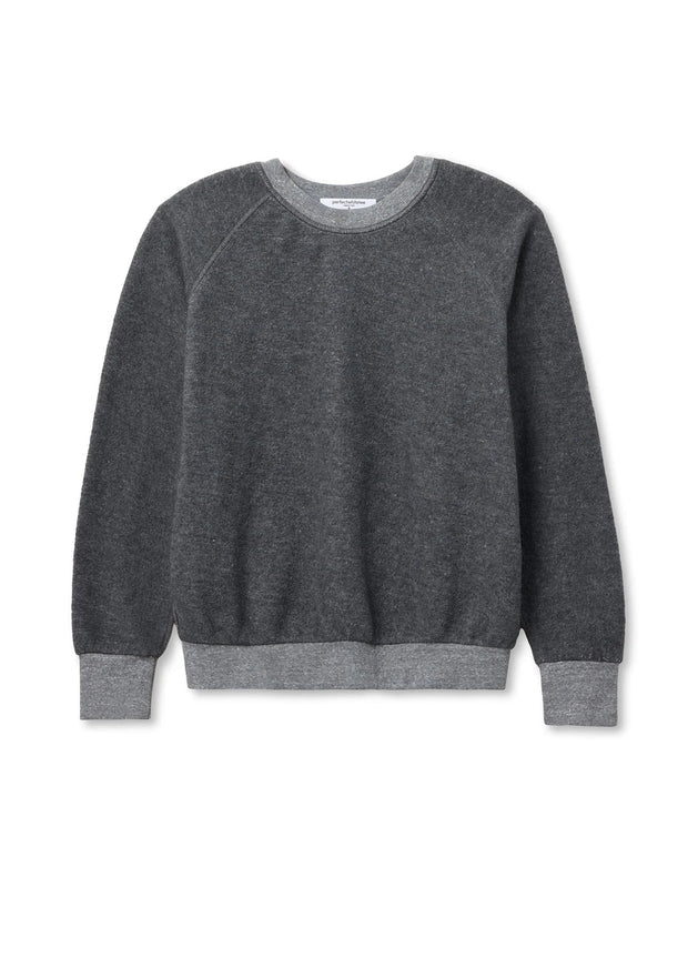 Perfect White Tee Ziggy Reverse Fleece Crew Neck Sweatshirt | Dark Heather Grey