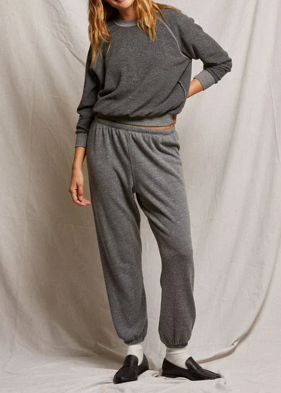 Perfect White Tee Ziggy Reverse Fleece Crew Neck Sweatshirt | Dark Heather Grey