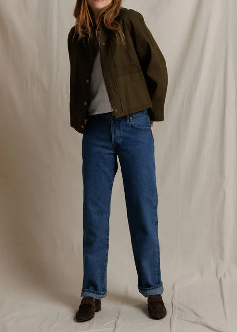 Perfect White Tee Raine Cotton Canvas Utility Jacket | Dark Olive