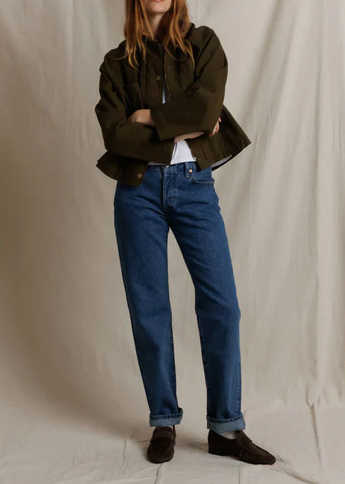 Perfect White Tee Raine Cotton Canvas Utility Jacket | Dark Olive