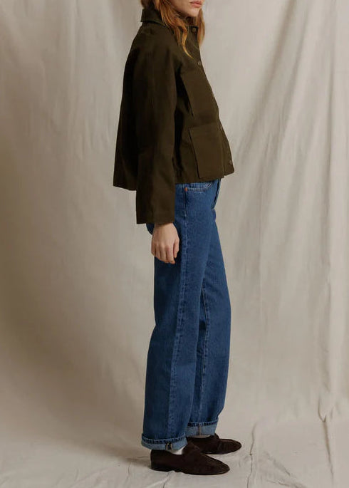 Perfect White Tee Raine Cotton Canvas Utility Jacket | Dark Olive