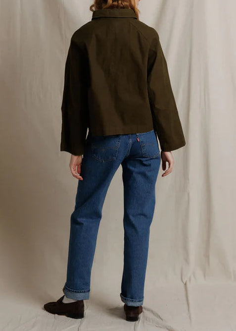 Perfect White Tee Raine Cotton Canvas Utility Jacket | Dark Olive