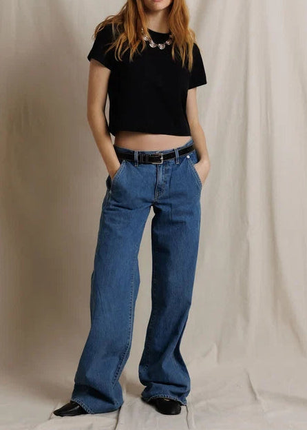 Perfect White Tee Sage 90s Jersey Cropped Crewneck Tee | True Black