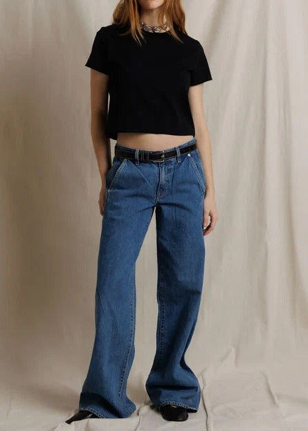 Perfect White Tee Sage 90s Jersey Cropped Crewneck Tee | True Black