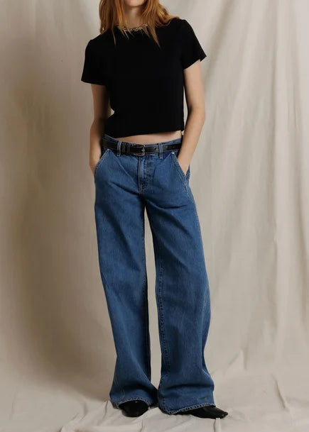 Perfect White Tee Sage 90s Jersey Cropped Crewneck Tee | True Black
