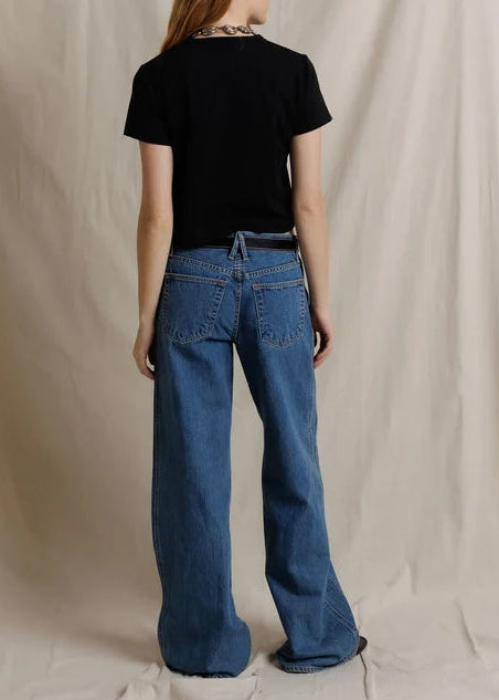 Perfect White Tee Sage 90s Jersey Cropped Crewneck Tee | True Black