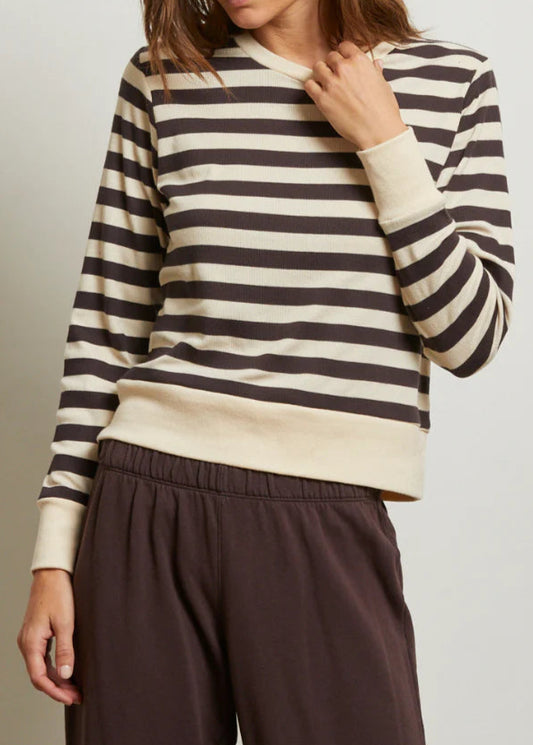 Perfect White Tee Stef Luxe Rib L/S Crew Neck | Mocha Stripe