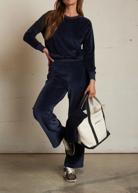 Perfect White Tee Stella Velour Crewneck Sweatshirt | Navy