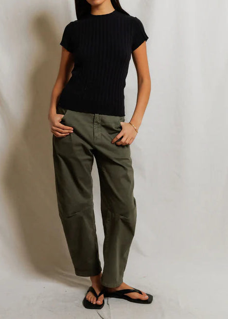 Perfect White Tee Suri Poorboy Rib Cap Sleeve Tee | True Black