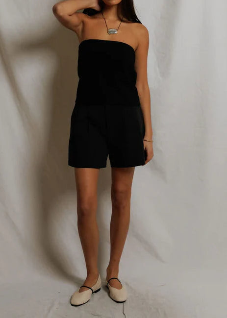 Perfect White Tee Talula Structured Rib Tube Top | True Black