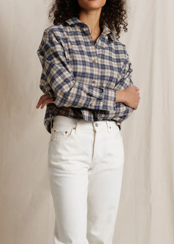 Perfect White Tee Tate Cotton Plaid Long Sleeve Button Up | Sugar Plaid
