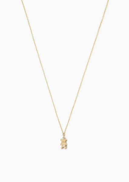 14k Solid Gold Teddy Bear Necklace With Diamond Inlay