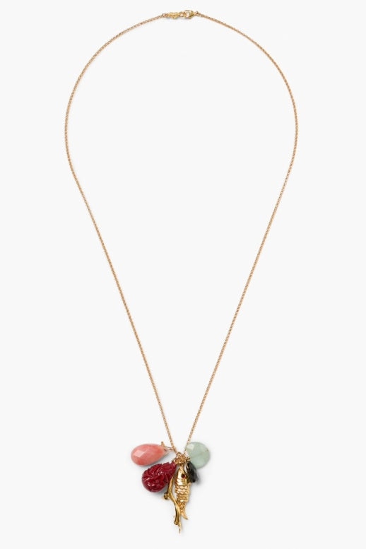 Chan Luu 18K Gold Plated Fish Charm Mix Necklace