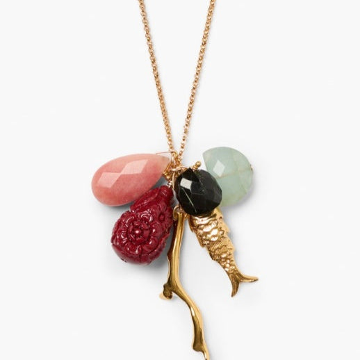 Chan Luu 18K Gold Plated Fish Charm Mix Necklace