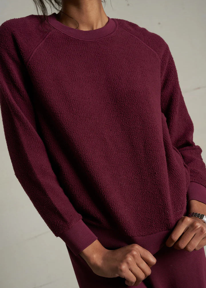 Perfect White Tee Ziggy Inside Out Fleece Shrunken Sweatshirt | Dark Burgundy