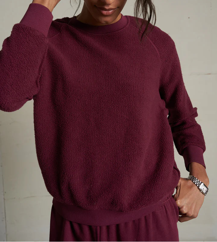 Perfect White Tee Ziggy Inside Out Fleece Shrunken Sweatshirt | Dark Burgundy