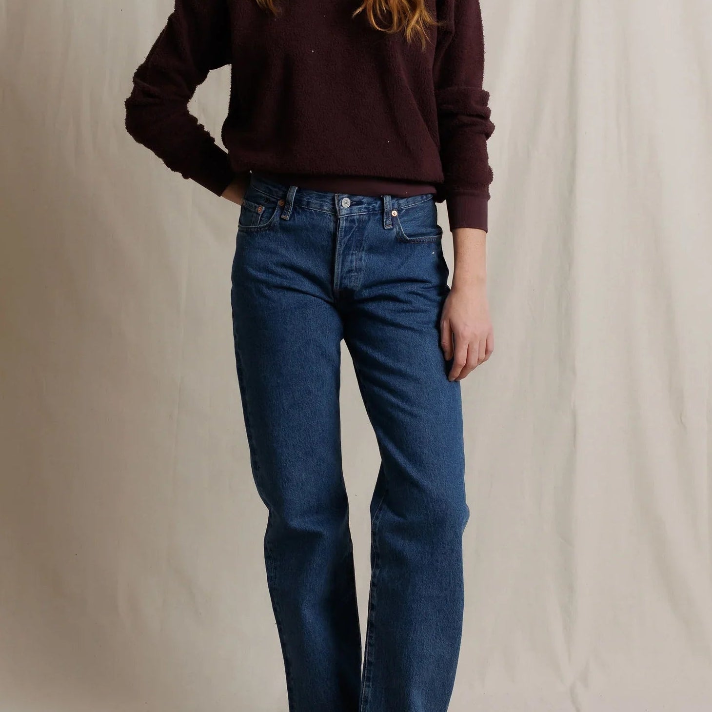Perfect White Tee Ziggy Reverse Fleece Crew Neck Sweatshirt | Cherry Lacquer