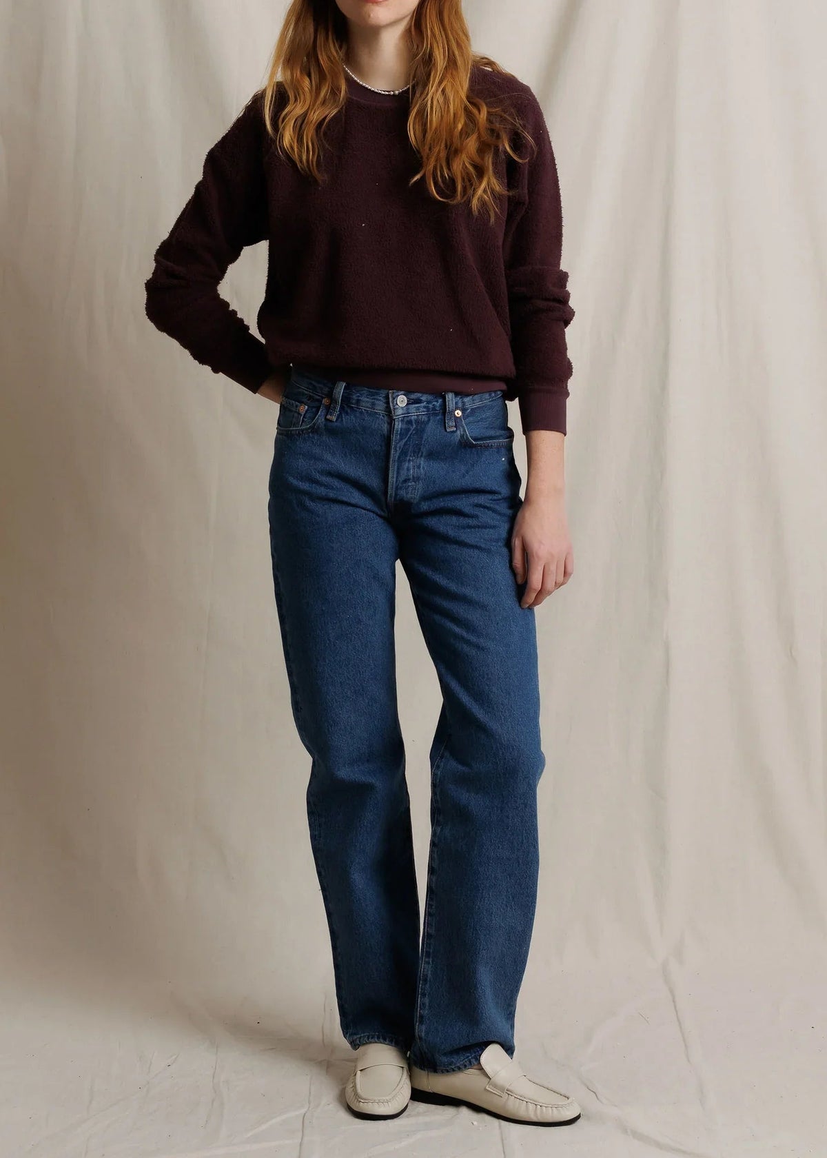 Perfect White Tee Ziggy Reverse Fleece Crew Neck Sweatshirt | Cherry Lacquer