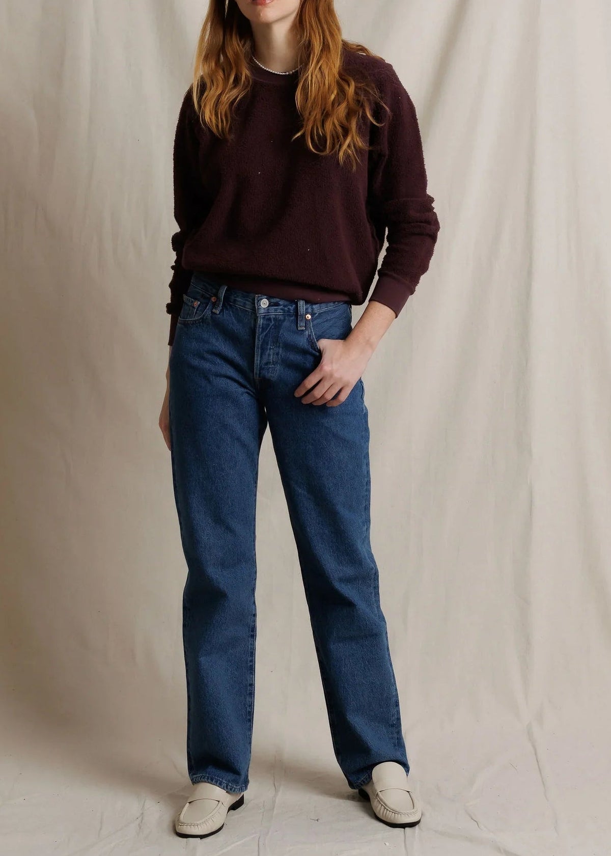 Perfect White Tee Ziggy Reverse Fleece Crew Neck Sweatshirt | Cherry Lacquer