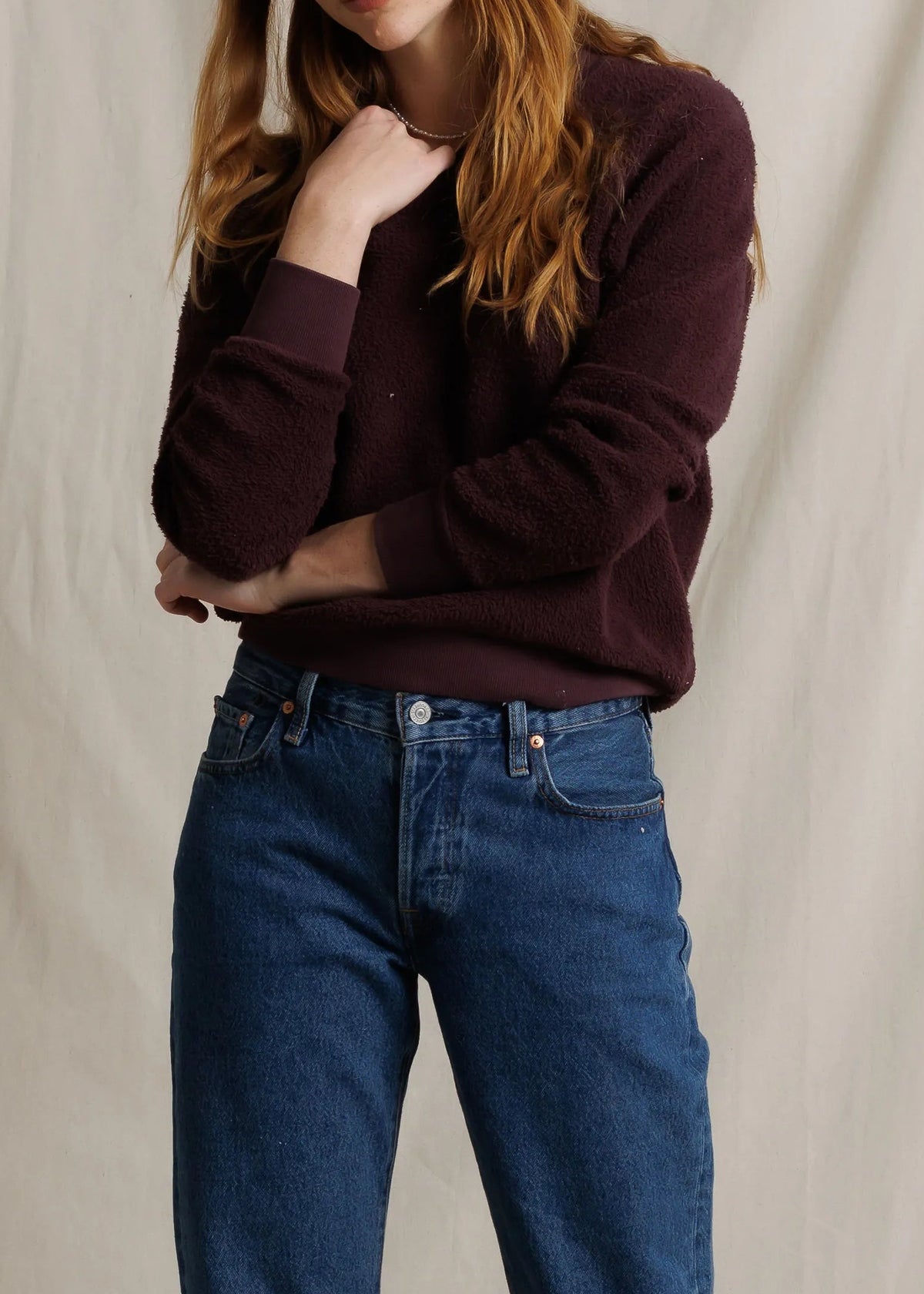 Perfect White Tee Ziggy Reverse Fleece Crew Neck Sweatshirt | Cherry Lacquer
