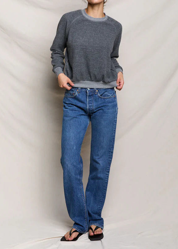 Perfect White Tee Ziggy Reverse Fleece Crew Neck Sweatshirt | Dark Heather Grey