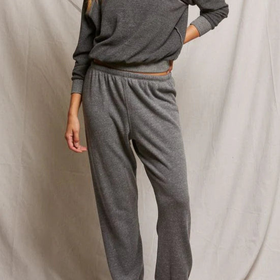 Perfect White Tee Stevie Cotton Fleece Easy Sweatpant | Dark Heather Grey