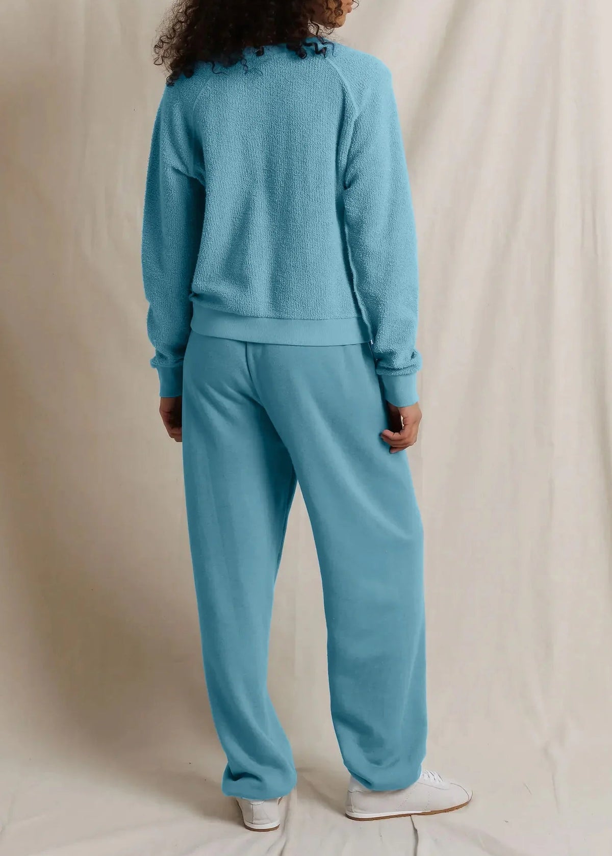 Perfect White Tee Ziggy Reverse Fleece V Neck | Milky Blue